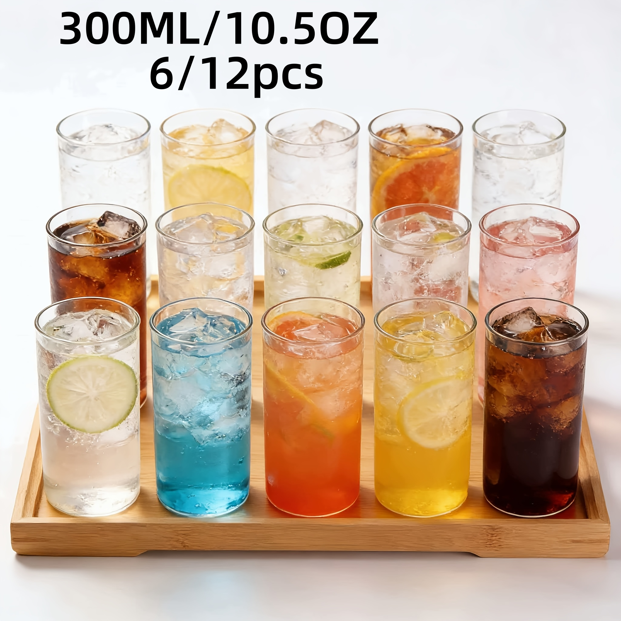 Highball Glass Set - Drinking Glasses 6/12 Pack 10oz Highball