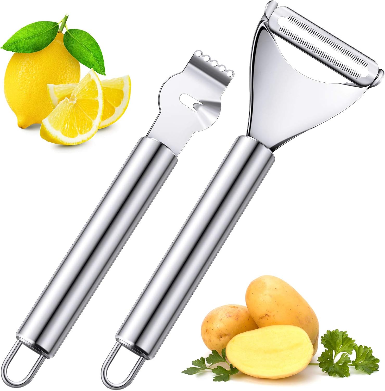 Peeler Channel Knife - 2 Pcs Lemon Peeler Zester Stainless