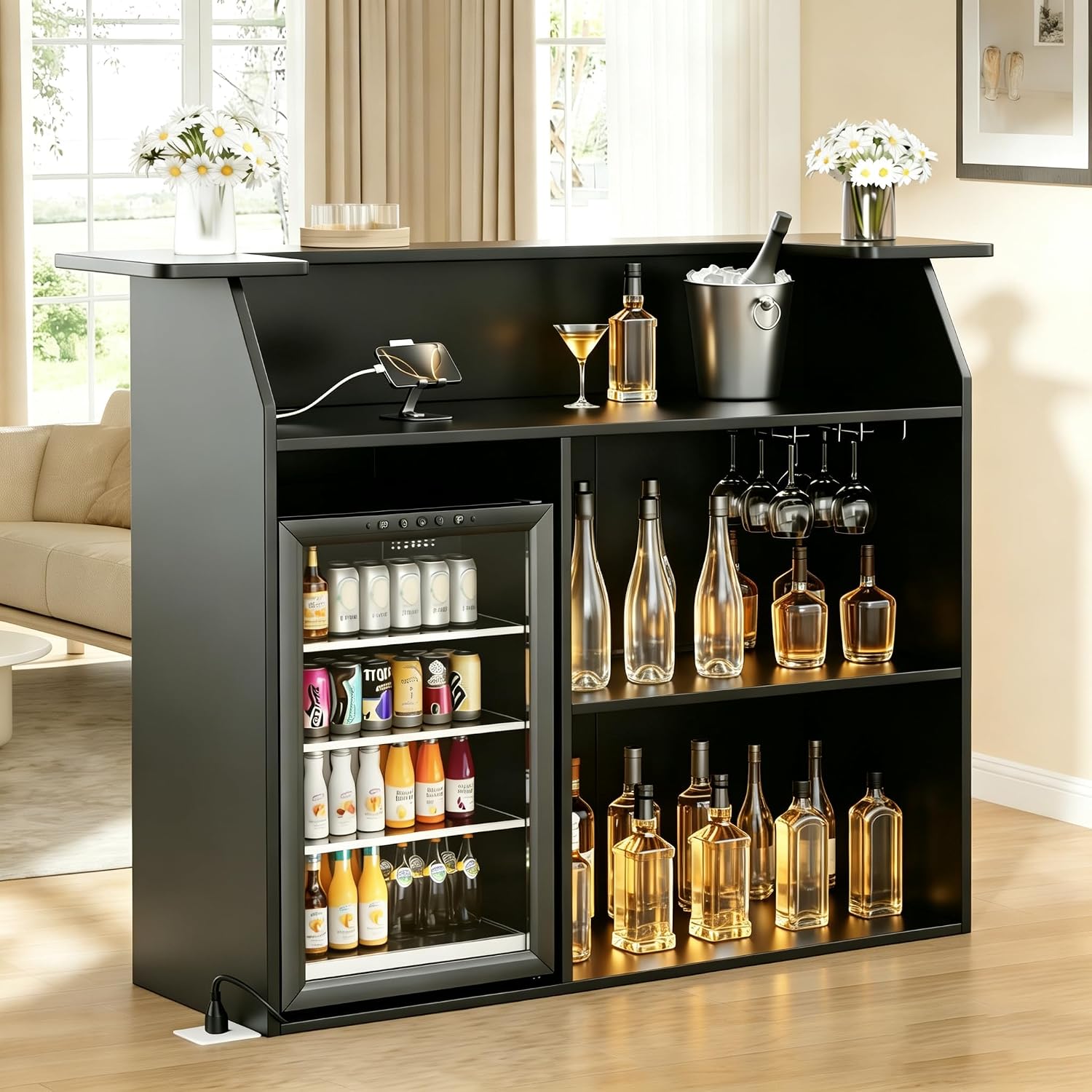 Home Bar And Fridge - U-Shaped Bar Cabinet, Home Bar Unit