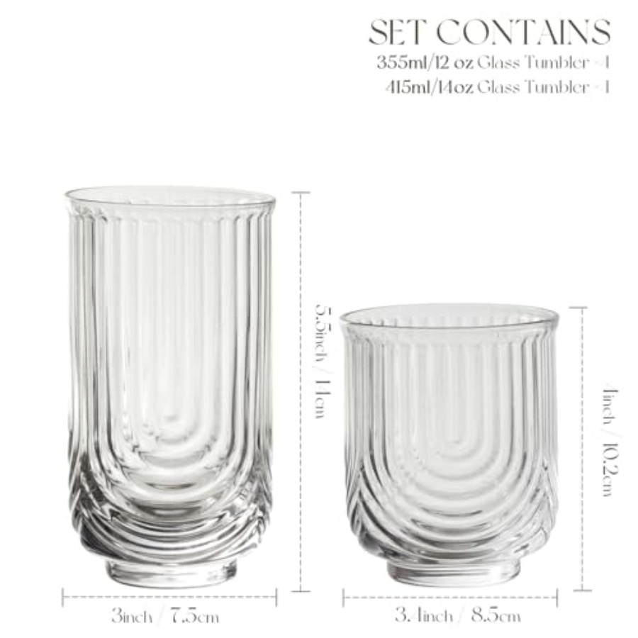 Art Deco Cocktail Glasses, Rib - Highball Glass Set 리뷰 및 가격