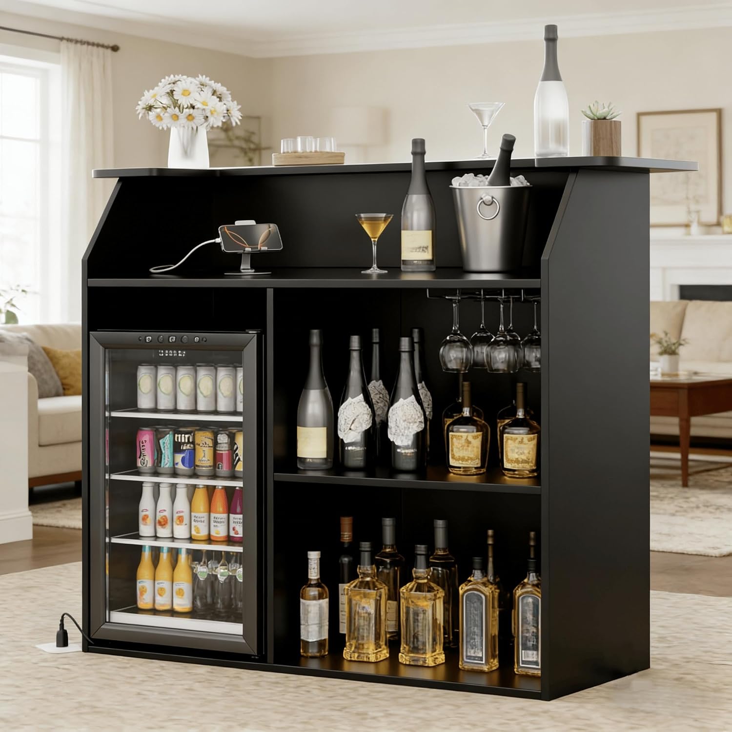 Home Bar Unit with Wine Glass  - Home Bar And Fridge 리뷰 및 가격