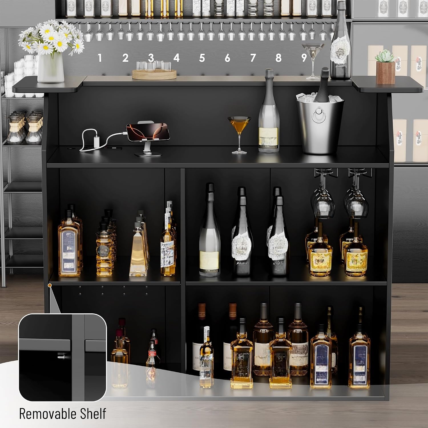 Home Bar Unit with Wine Glass  - Home Bar And Fridge 리뷰 및 가격