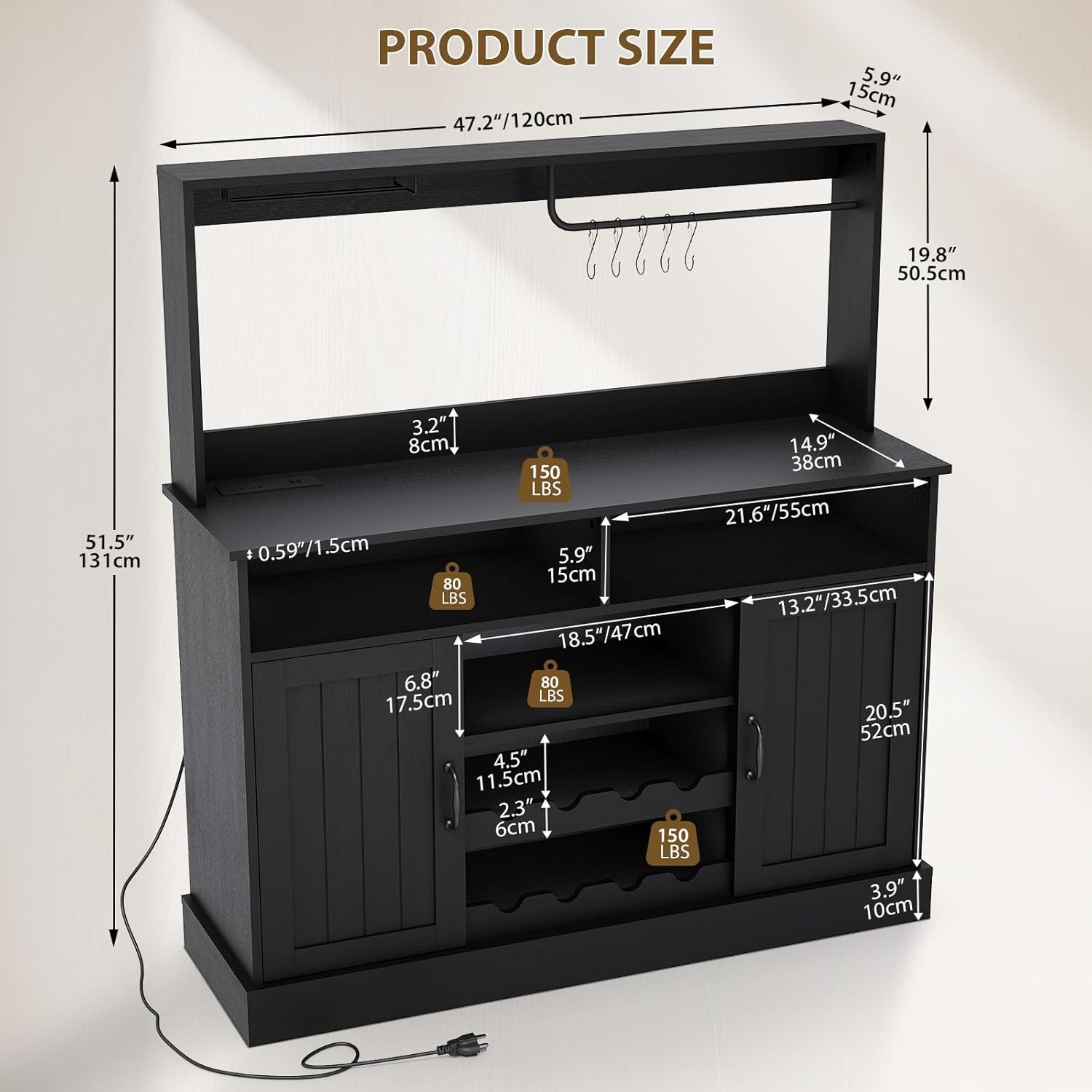 47 in Farmhouse Coffee Bar Cab - Home Bar Setup 리뷰 및 가격