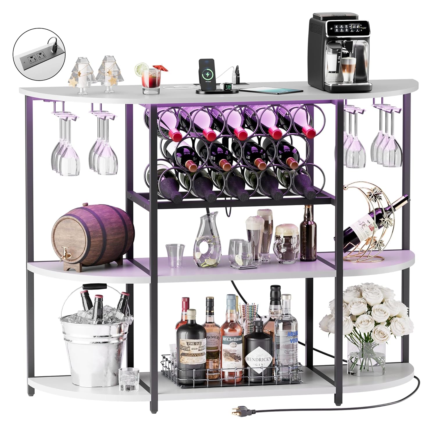 Wine Bar Cabinet with LED Ligh - Home Bar Setup 리뷰 및 가격