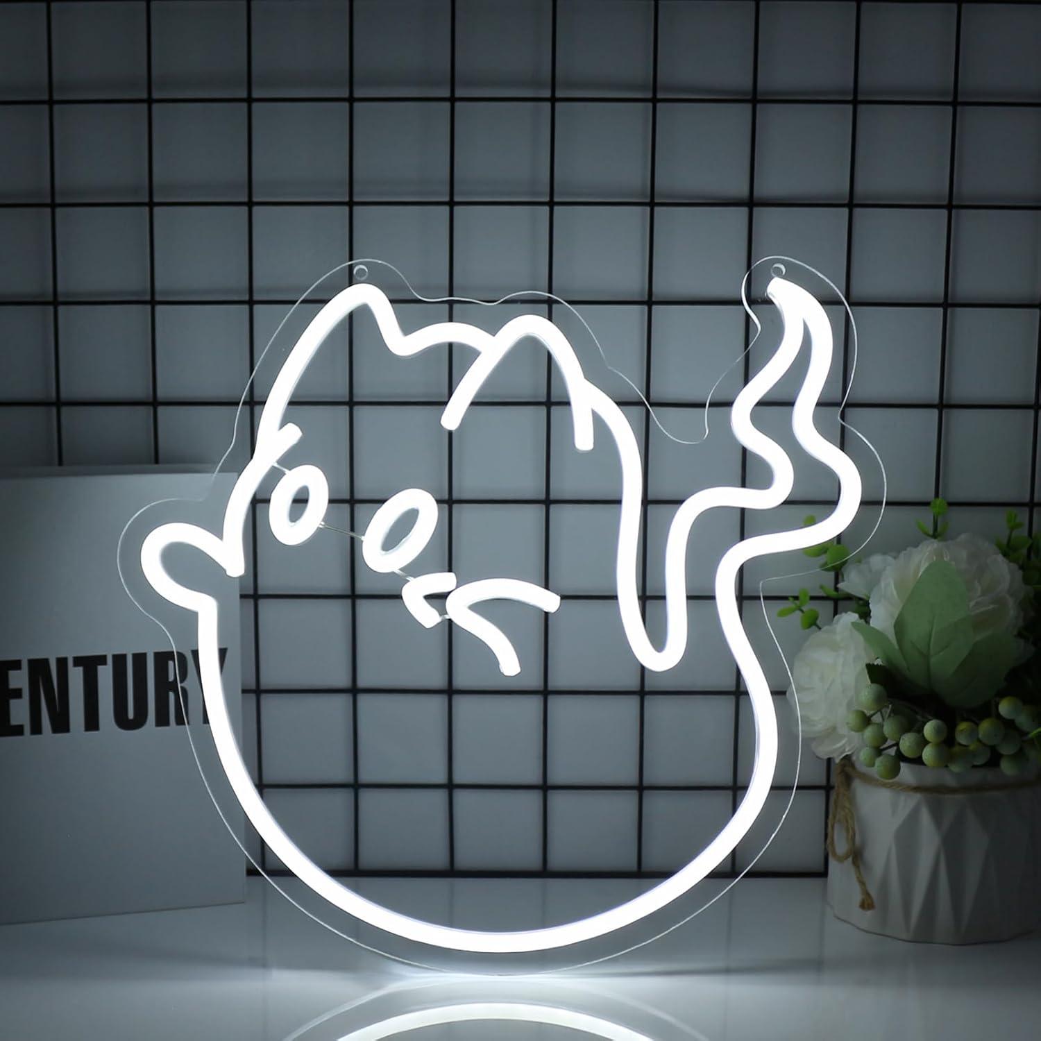 Cat Ghost Neon Sign USB Powere - Home Bar Signs 리뷰 및 가격