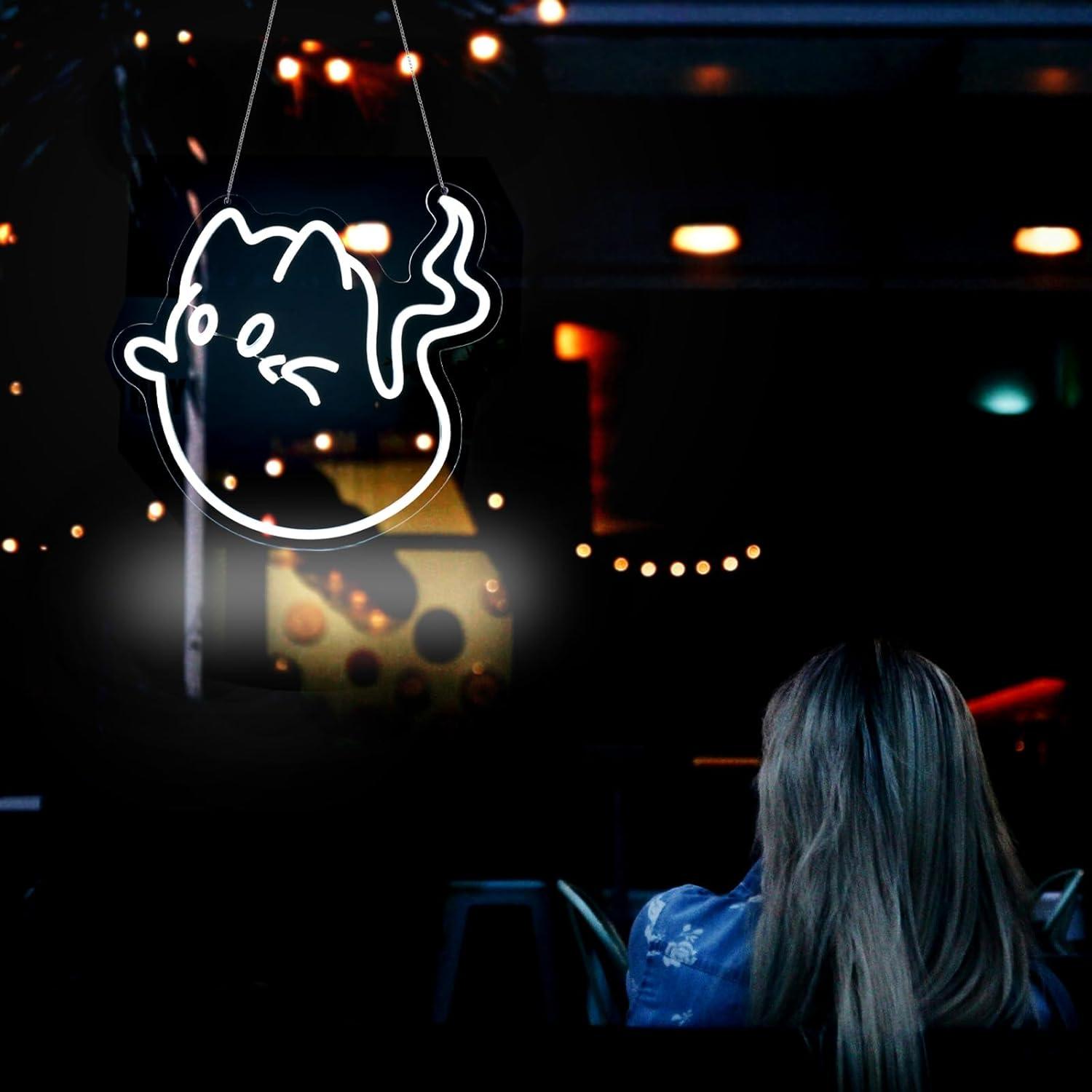 Cat Ghost Neon Sign USB Powere - Home Bar Signs 리뷰 및 가격