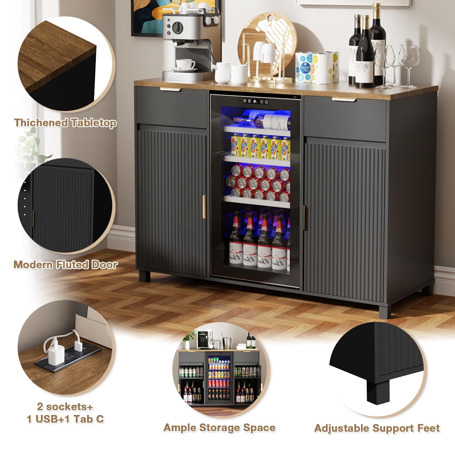 Coffee Bar Cabinet with Mini F - Home Bar And Fridge 리뷰 및 가격