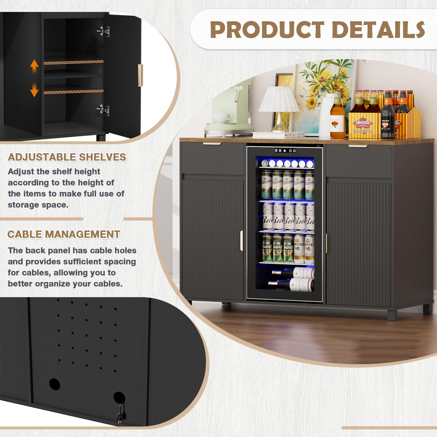 Coffee Bar Cabinet with Mini F - Home Bar And Fridge 리뷰 및 가격