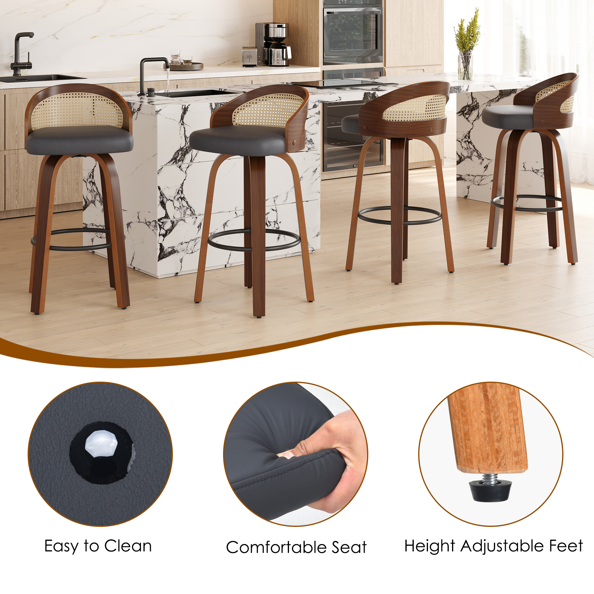 Set of 2 Swivel Bar Stools, Mo - Home Bar Lounge 리뷰 및 가격