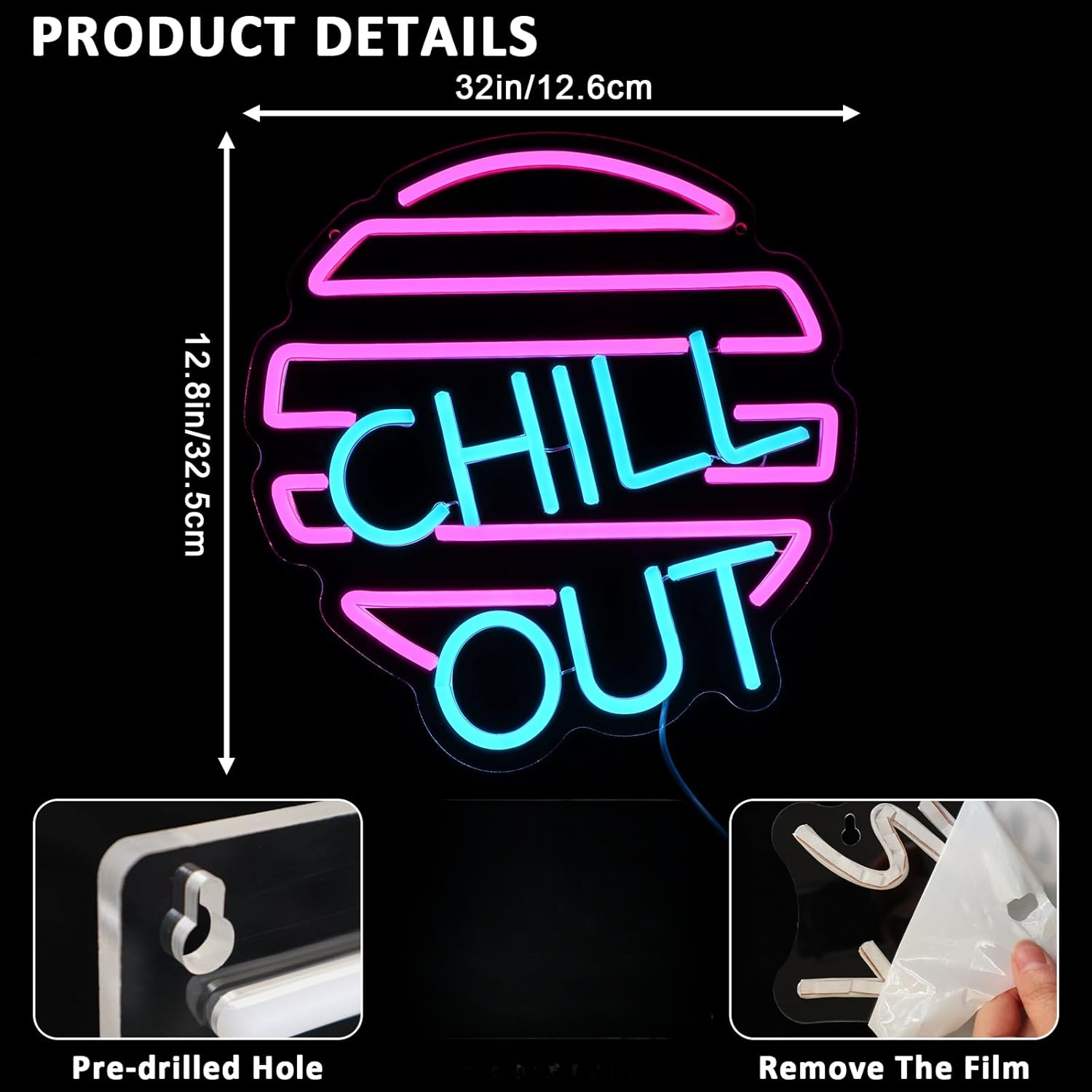 Chill Out Neon Sign for Wall D - Home Bar Lounge 리뷰 및 가격