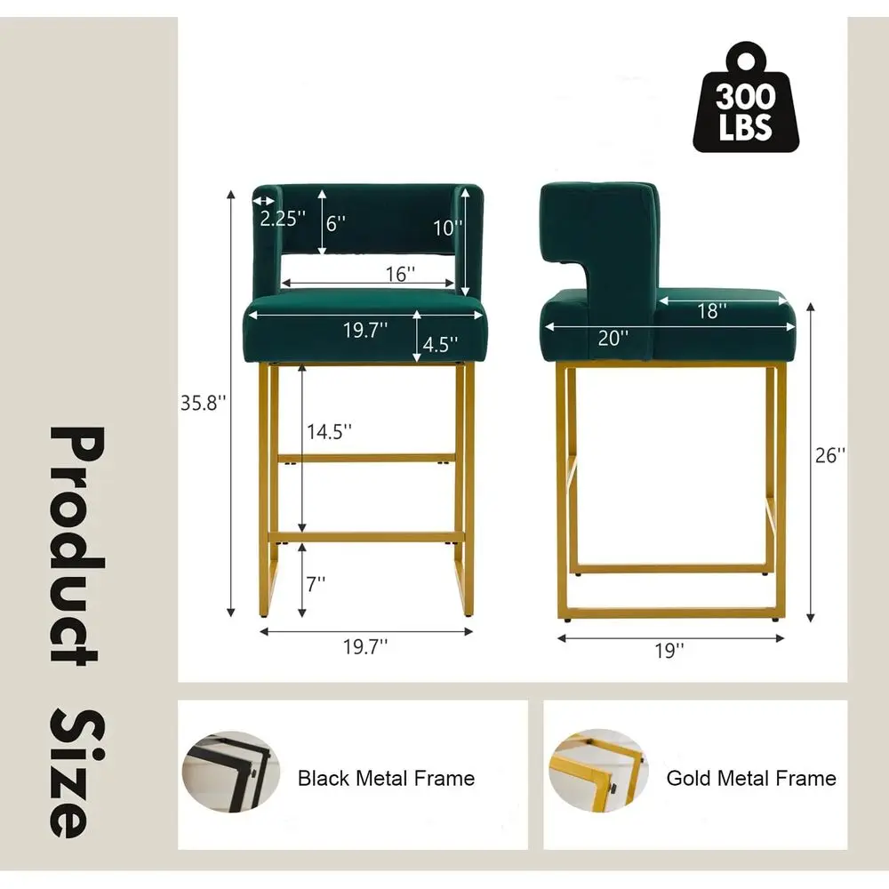Set of 2 Green Velvet Bar Stoo - Home Bar And Counter 리뷰 및 가격
