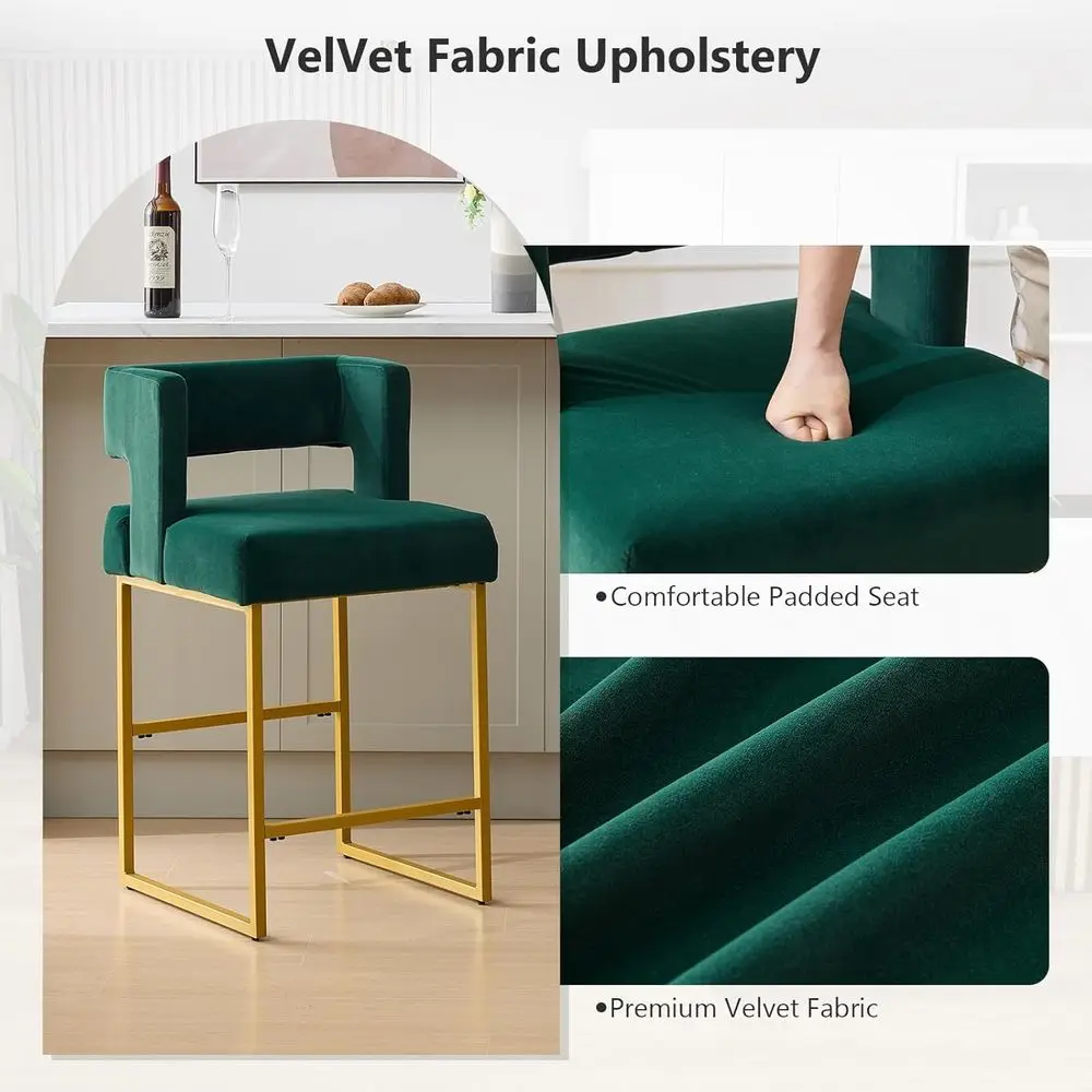 Set of 2 Green Velvet Bar Stoo - Home Bar And Counter 리뷰 및 가격