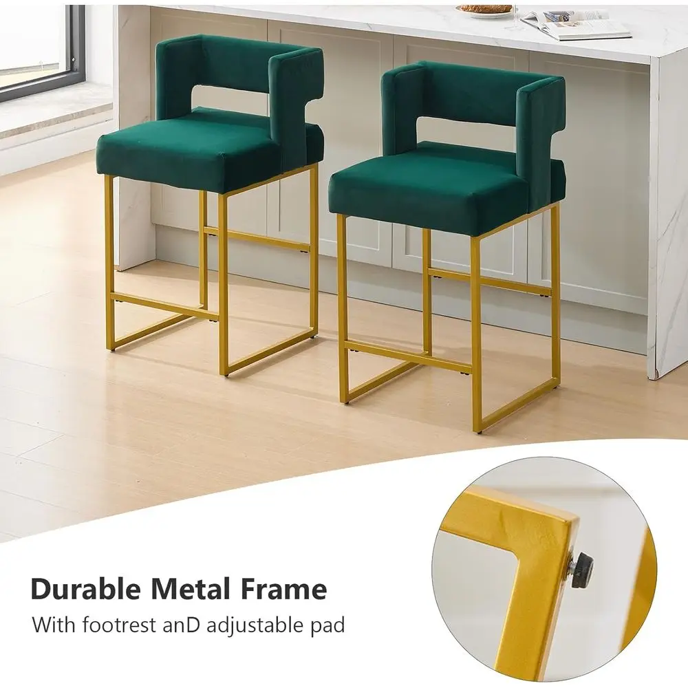 Set of 2 Green Velvet Bar Stoo - Home Bar And Counter 리뷰 및 가격
