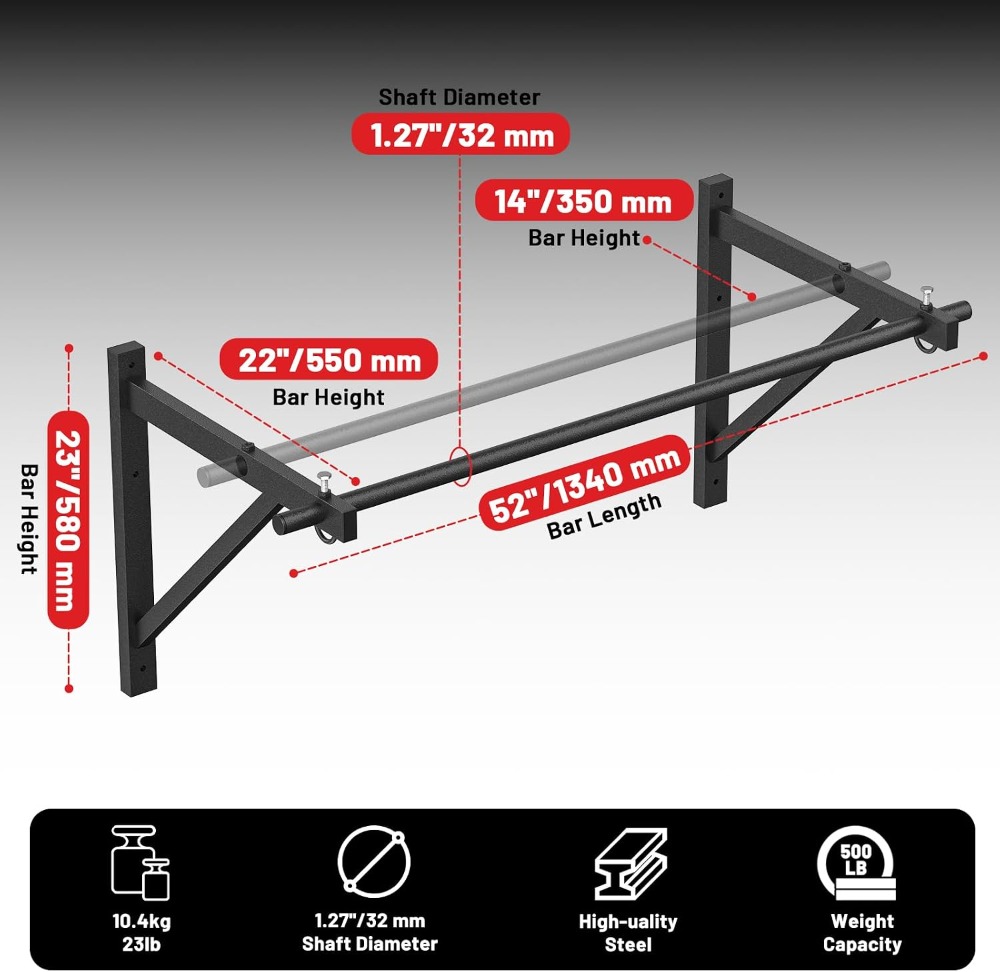 Wall Mounted Pull Up Bar, Chin - Home Bar And Gym 리뷰 및 가격