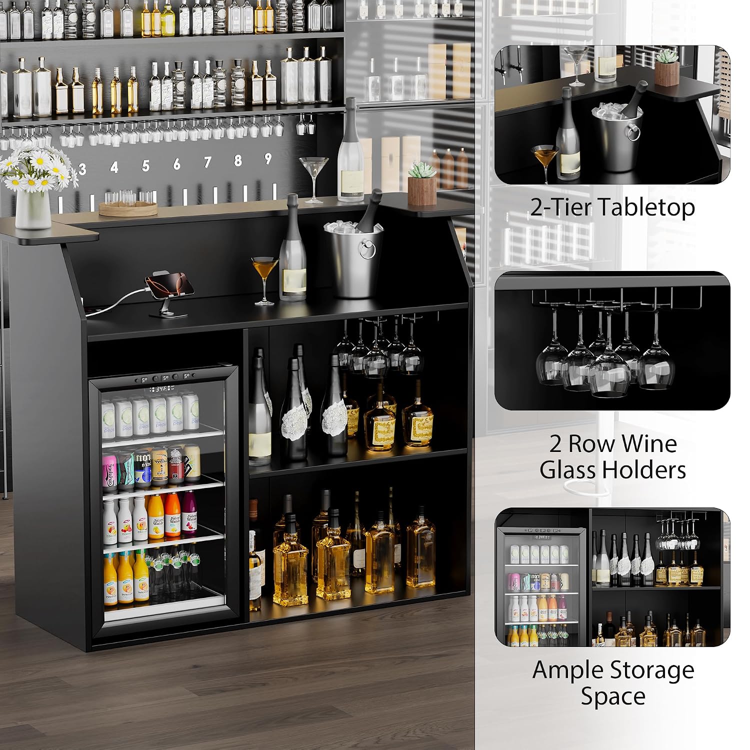 U-Shaped Bar Cabinet, Home Bar - Home Bar And Fridge 리뷰 및 가격