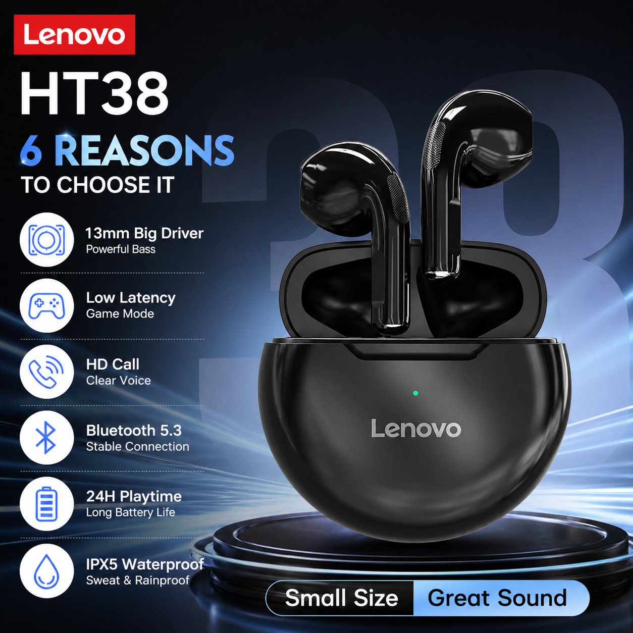 Lenovo HT38 TWS Bluetooth Earp - Home Bar Iphone 리뷰 및 가격