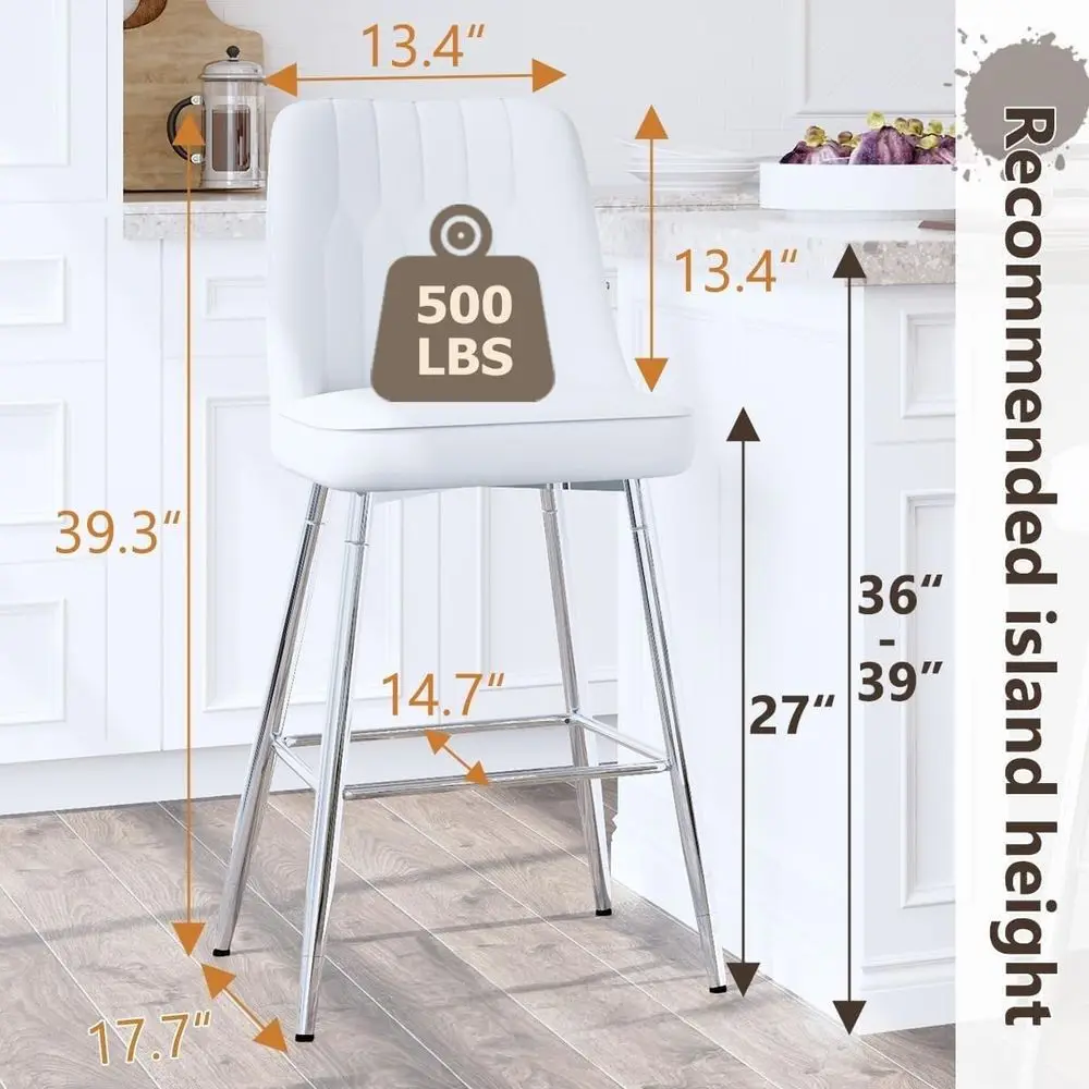 Set of 2 White Upholstered 27  - Home Bar And Counter 리뷰 및 가격