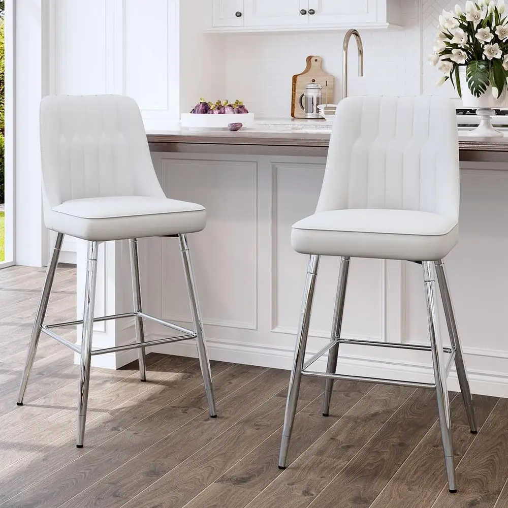 Set of 2 White Upholstered 27  - Home Bar And Counter 리뷰 및 가격